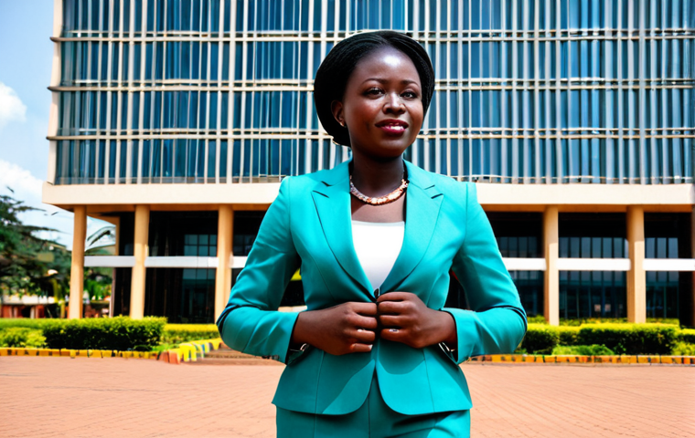 Business Professional in Uganda**

A professional businesswoman in a modest business suit, standing in front of a modern office building in Kampala, Uganda. Fully clothed, appropriate attire, safe for work. Perfect anatomy, correct proportions, natural pose. Professional photography, high quality, clear focus, bright daylight.

**