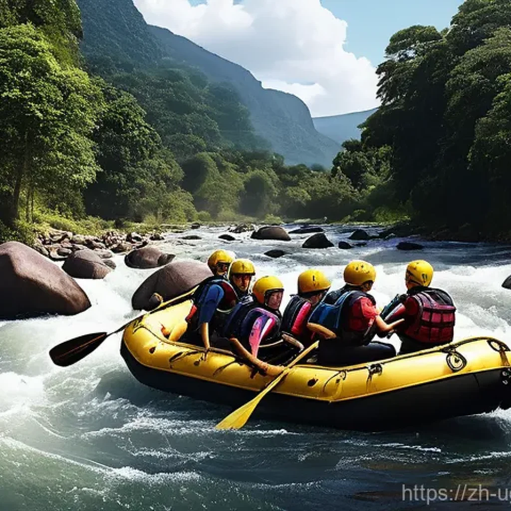 우간다 카누 스포츠 - Here are three detailed image generation prompts in English, inspired by your Ugandan white-water ra...