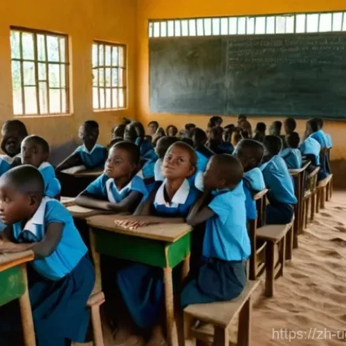 Home 22 우간다 초등 교육 시스템 - **Overcrowded Rural Ugandan Classroom Scene:** A wide shot of a severely overcrowded primary school ...